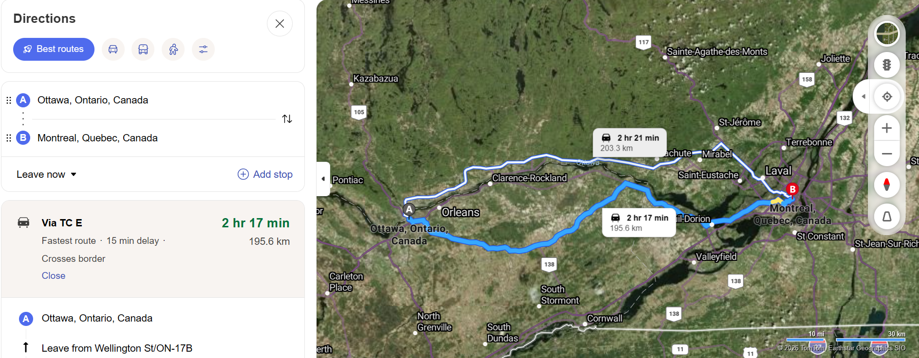 Canadian Driving Directions