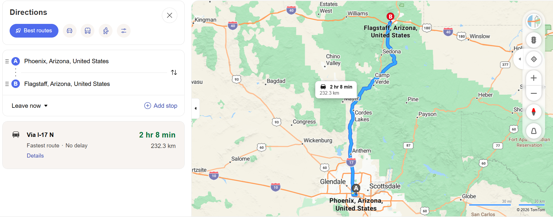 Bing Maps Gas Calculator Interface